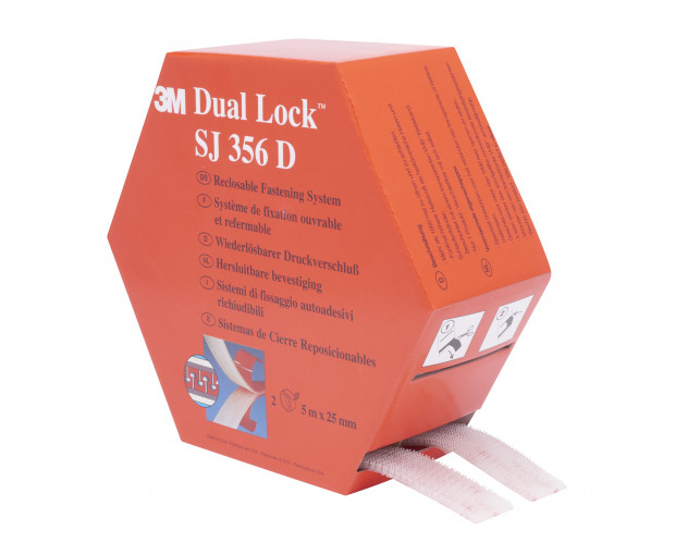 Скрепителна лента 3М  Dual Lock SJ356D прозрачна 25 mm x 5 m, дебелина 5.7 mm