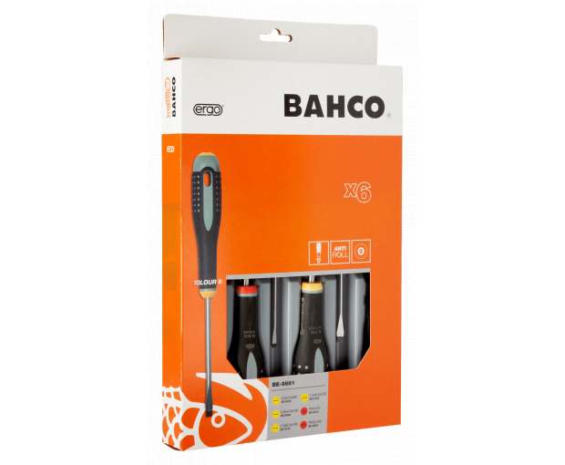 Комплект 6 броя отвертки ERGO - шлиц и PH BAHCO BE-9881