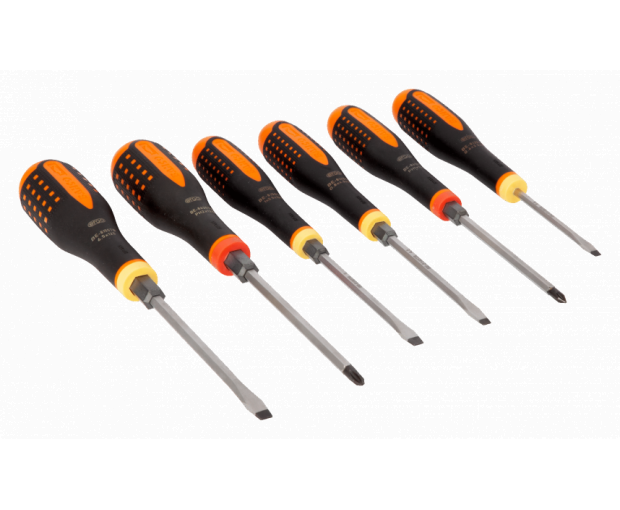 Комплект 6 броя отвертки ERGO ударни - шлиц и PH BAHCO BE-9881TB