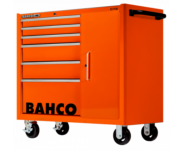 Мобилно работно място 6 чекмеджета и шкаф, оранжево BAHCO 1475KXL6C