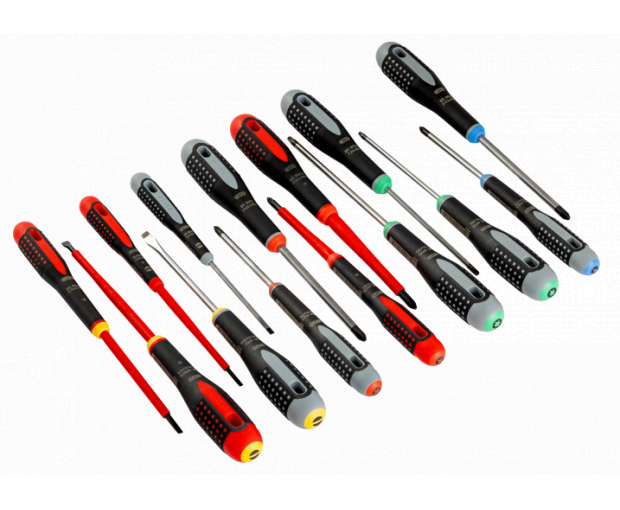 Комплект 15 броя отвертки ERGO - шлиц, PH, PZ, TORX BAHCO BE-9877