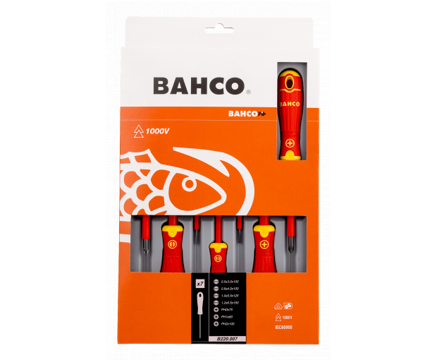 Комплект 7 броя Отвертки BahcoFit 1000V - шлиц и PH BAHCO B220.007