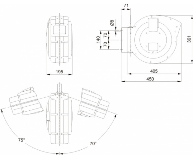 Пневматичен шланг на макара 3/8-3/8'' 10 mm, 15 m BAHCO BPHRC1015