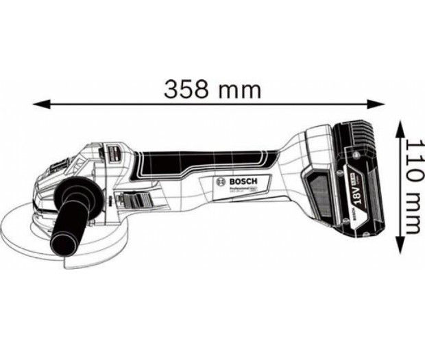 Акумулаторен ъглошлайф BOSCH GWS 18V-10 Solo, 06019J4000