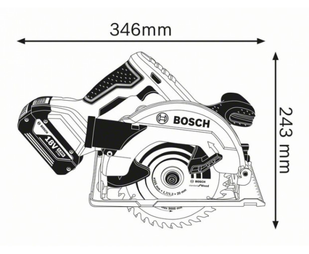 Акумулаторен циркуляр BOSCH GKS 18 V-57G SOLO, 06016A2101