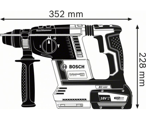 Акумулаторен перфоратор BOSCH GBH 18V-26 F 2x6Ah, 0611910003