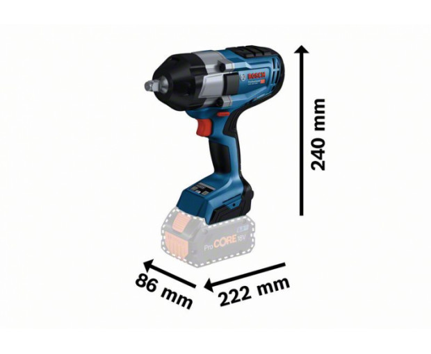 Акумулаторен ударен гайковерт BOSCH GDS 18V-1000,  Solo, 06019J8300