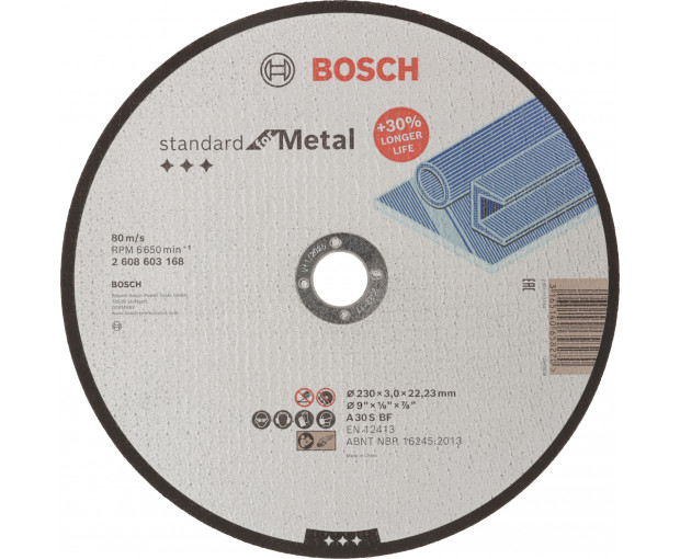 Диск за рязане BOSCH на метал 230X3X22.23, 2608603168