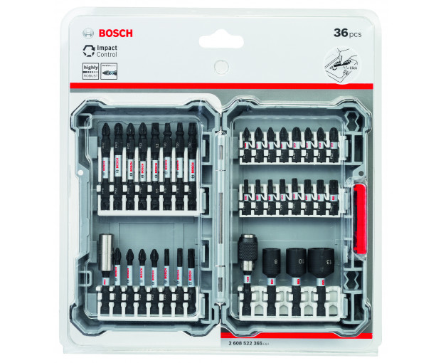 Комплект битове и вложки BOSCH Impact, 36 части, 2608522365