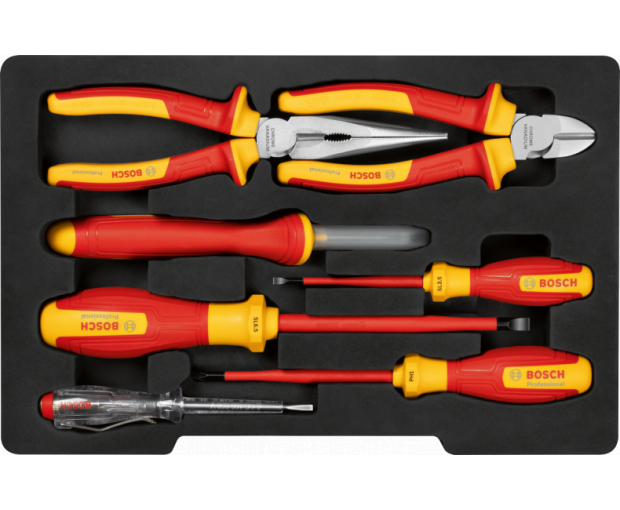 СМЕСЕН КОМПЛЕКТ РЪЧНИ ИНСТРУМЕНТИ VDE, 7 ЧАСТИ BOSCH PROFESSIONAL, 1600A02NG3
