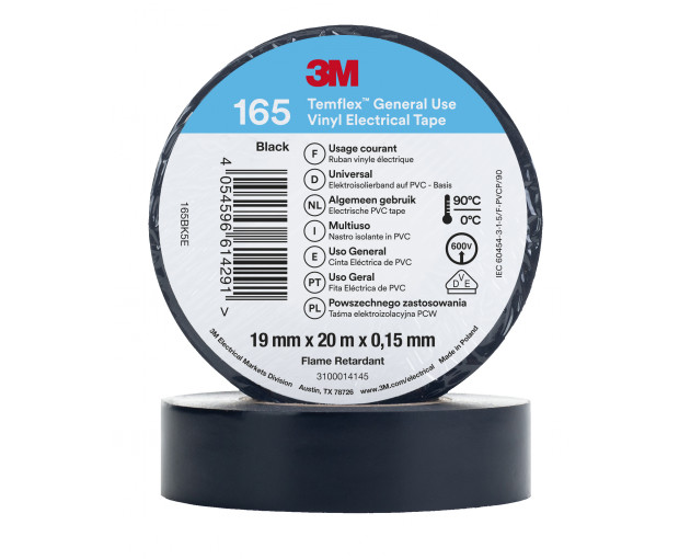 Изолирбанд Temflex 165 3M™ черен 19 mm x 20 m