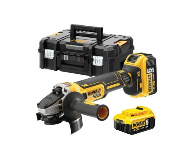 Акумулаторен ъглошлайф DeWALT DCG405P2, 18 V, 125 mm, с 2 батерии и зарядно