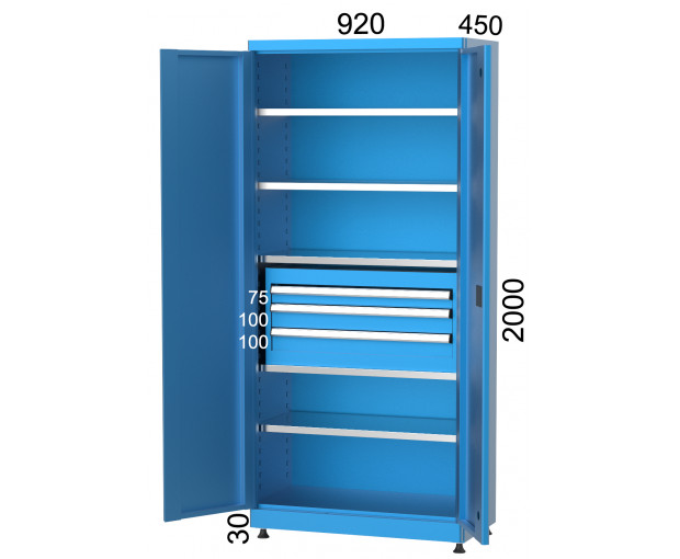 Комбиниран шкаф с 3 чекмеджета и рафтове KOCEL - 6240