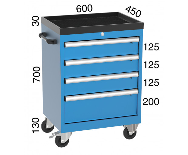 Количка за инструменти с 4 чекмеджета KOCEL-  8074