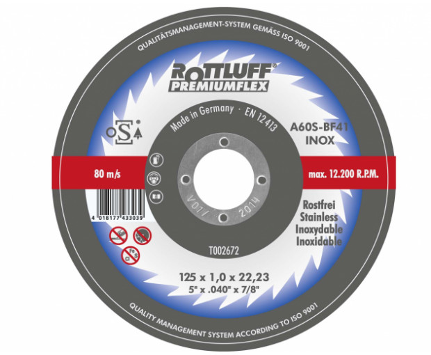 Диск за неръждаема стомана - плосък Lukas 125x1x22.23 PREMIUMFLEX