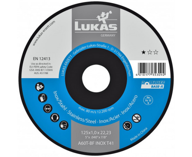 Диск за рязане на алуминий Lukas 125x1x22.2 A60N-BF Alu T41 PROMAX