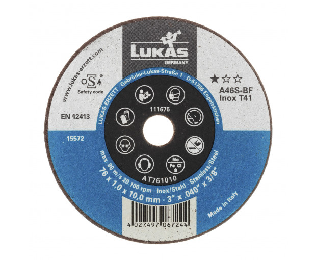 Диск за рязане на инокс Lukas T41 76x1,0x6,00  A46S-BF