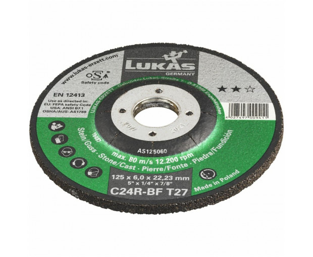 Диск за шлайфане на камък и неметал Lukas T27  125x6,0x22,23 C24R-BF