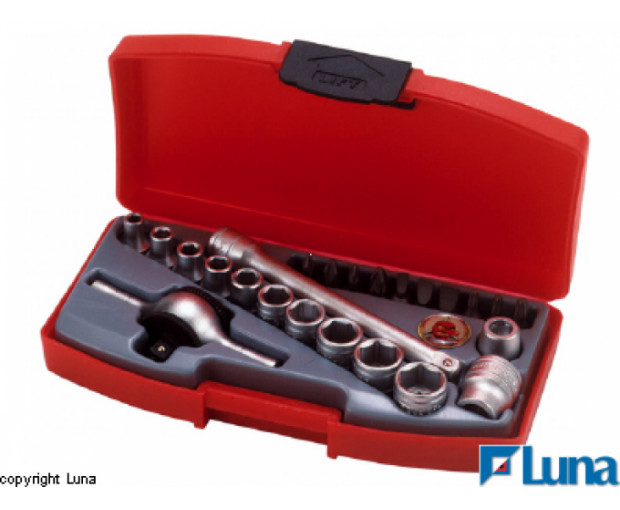 Мини комплект вложки и аксесоари на 1/4" Teng Tools M1424
