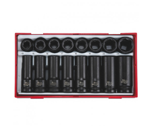Комплект ударни вложки Teng Tools на 1/2''  13-24 mm, къси и удължени