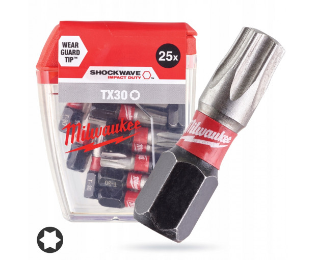 Комплект накрайници Milwaukee ударни TX30x25mm, 25 бр, 4932479856