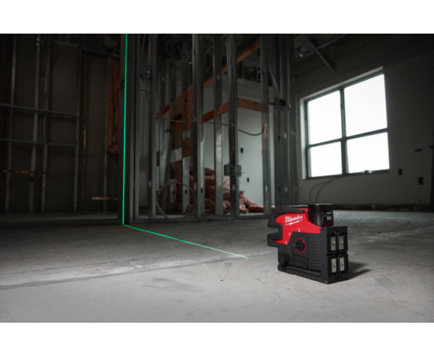 Линеен лазерен нивелир в 4 равнини, зелен Milwaukee M12CLL4P-0C, 4933479202