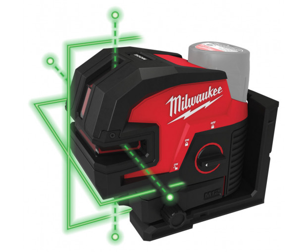 Линеен лазерен нивелир в 4 равнини, зелен Milwaukee M12CLL4P-0C, 4933479202