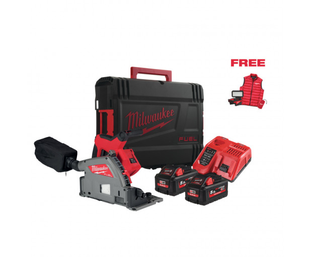 Комплект Milwaukee, Потапящ циркуляр, M18FPS55MC-552P, 4933499456