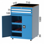 Шкаф с 2 чекмеджета и 2 плъзгащи CNC рафта  KOCEL - 2550