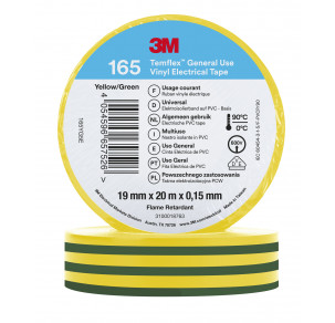 Изолирбанд Temflex 165 3M™ жълто-зелен 19 mm x 20 m