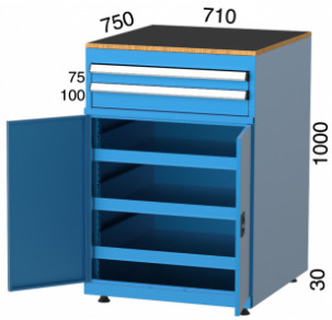 Шкаф с 2 чекмеджета и 3 рафта  KOCEL -7110