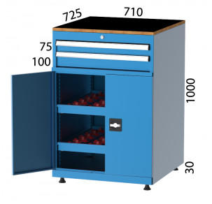 Шкаф с 2 чекмеджета и 2 плъзгащи CNC рафта  KOCEL - 2550