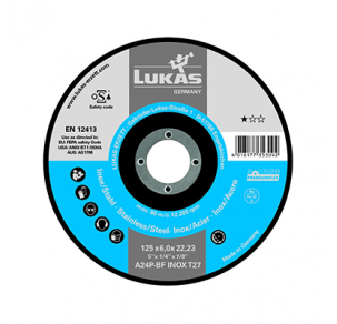 Диск за стомана - вдлъбнат  Lukas 125x6x22.2 A24Q-BF T27 BASE-X