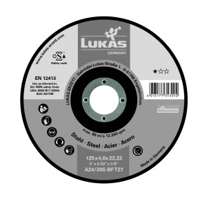 Диск за стомана - вдлъбнат Lukas T27 125x4x22.2 A24/30S-BF