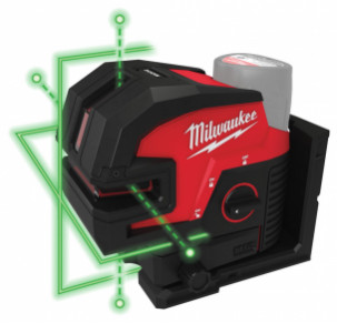 Линеен лазерен нивелир в 4 равнини, зелен Milwaukee M12CLL4P-0C, 4933479202