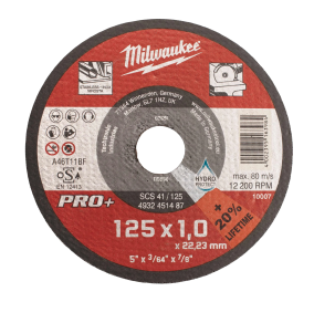 Карбофлексен диск за рязане Milwaukee SCS41, PRO+ 125х1.0х22.2 mm,4932451487